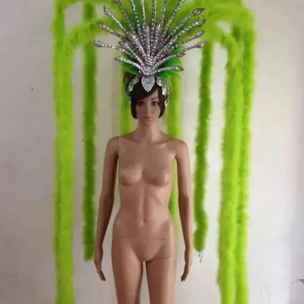 The Stardust Extravaganza Carnival Headdress – Rhinestone & Feather Showgirl Crown