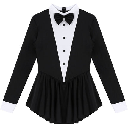 The Stardust Showgirl Tuxedo Leotard Dress – Luxury Long Sleeve Latin Dance & Stage Wear