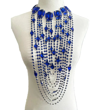 Long Tassel Rhinestone Glass Necklace