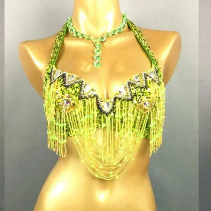 The Stardust Prism Sirena – Deluxe Beaded & Sequined Belly Dance Bra Top