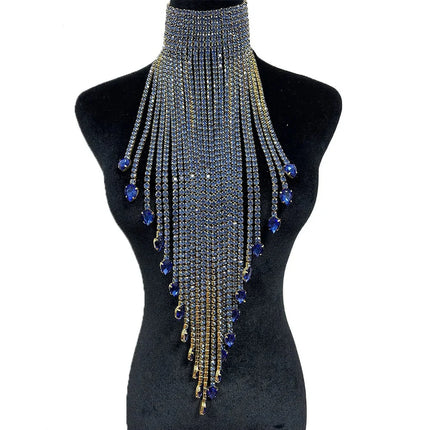 Long Tassel Rhinestone Chain Necklace