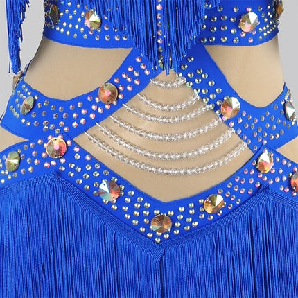 Professional Latin Dance Competition Dress & Tassel Fringe Performance Outfit