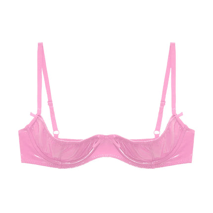 Patent Leather Underwired Open-Cup Bra