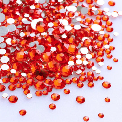 SS3-SS30 Red Series Hotfix Glass Flat-Back Rhinestones