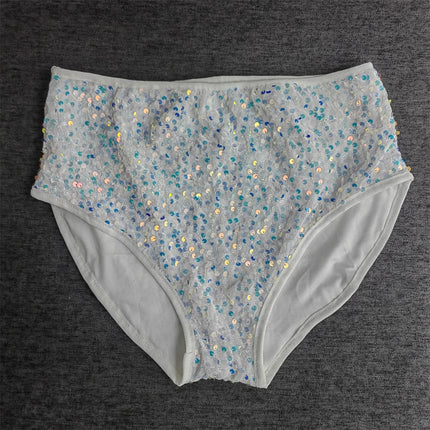 High-Waist Sequined Disco Briefs & Stage Performance Hot Pants