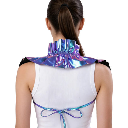Metallic Ruffled Renaissance Neck Shrug Holographic Victorian Shoulder Capelet