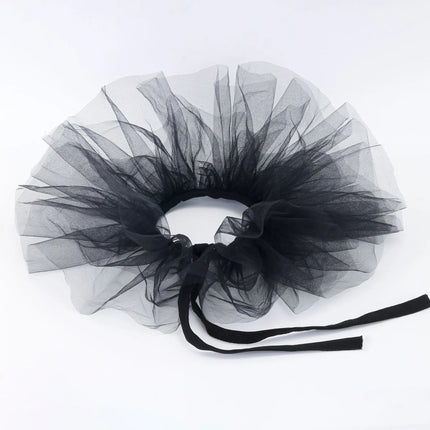 Fluffy Mesh Clown Ruff Collar & Vintage Masquerade Circus Costume Accessory