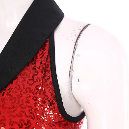 Women's Shiny Sequin Sheer Mesh Feather Latin Jazz Dance Bodysuit