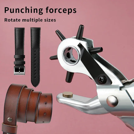 Heavy-Duty 9" Revolving Leather Belt Hole Puncher