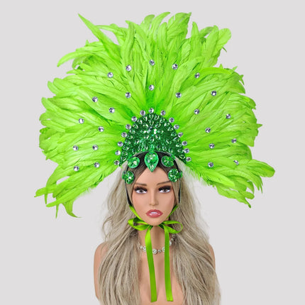 Caribbean Carnival Graduation Ball Feather Headdress & Stage Hair Accessory