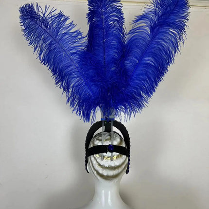 The Stardust Azure Sovereign – Royal Blue Feather Samba Carnival Headdress