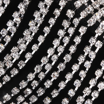 Rhinestone Fringe Tassel Choker Chain Necklace
