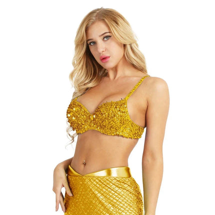 The Stardust Prism Sirena – Sequined & Looped Beading Padded Push-Up Bra Top