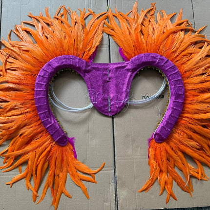 Two-Tone Feather Wing Backpiece Stage Costume Accessory