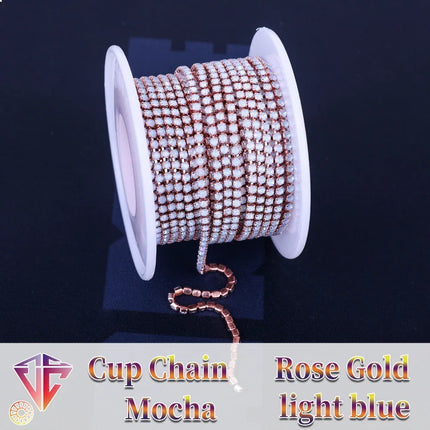 The Stardust Fluorescent Stream – Premium AAAA Glass Fluorescent & Mocha Rhinestone Cup Chain Trim