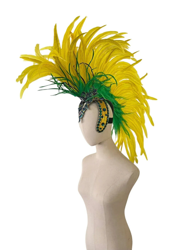 The Stardust Samba Radiance – Elegant Feathered Stage & Carnival Headdress