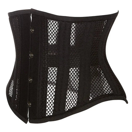 Steel Boned Mesh Short Torso Waspie Corset & Breathable Waist Cincher