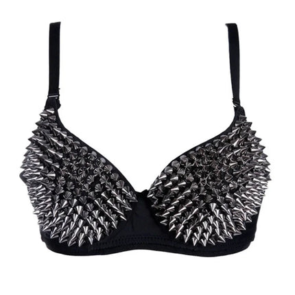 Metallic Rivet Studded Gothic Push-Up Bra & Punk Rave Bralette