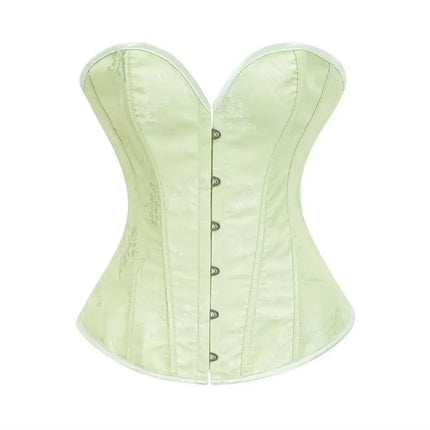 Victorian Floral Jacquard Overbust Corset Front Busk Lace-Up Bustier Top