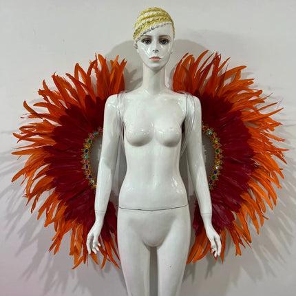 Two-Tone Feather Wing Backpiece Stage Costume Accessory