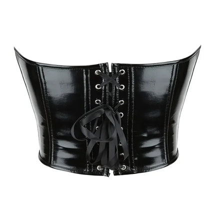 Shiny PVC PU Leather Bustier Corset Crop Top Body Shaper Vest