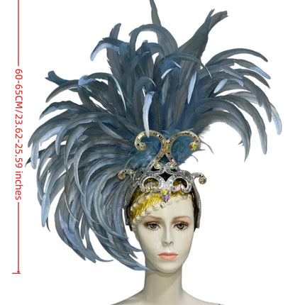 The Stardust Mirage – Exquisite Blue Feathered Samba Carnival Headdress