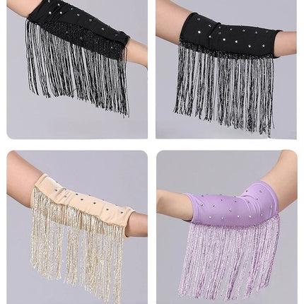 The Stardust Cabaret Fringe Sleeves – Luxury Rhinestone Performance Arm Bands