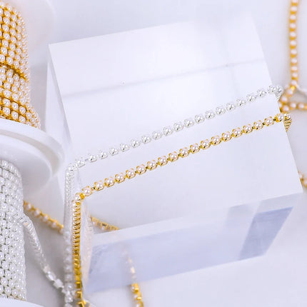 The Stardust Pearl Stream – Premium Glass Rhinestone & ABS Pearl Cup Chain Trim