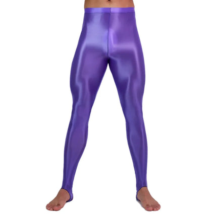 Men's Oil Glossy Sheer High-Stretch Pencil Pants Satin Smooth Leggings