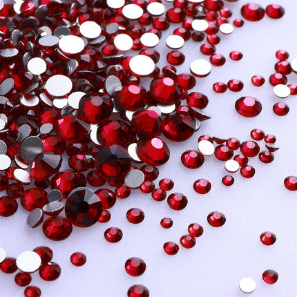SS3-SS30 Red Series Hotfix Glass Flat-Back Rhinestones