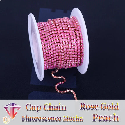 The Stardust Fluorescent Stream – Premium AAAA Glass Fluorescent & Mocha Rhinestone Cup Chain Trim
