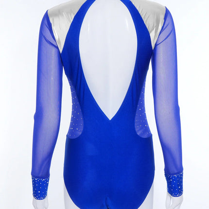 Women's Figure Skating Performance Bodysuit & Rhinestone Mesh Leotard