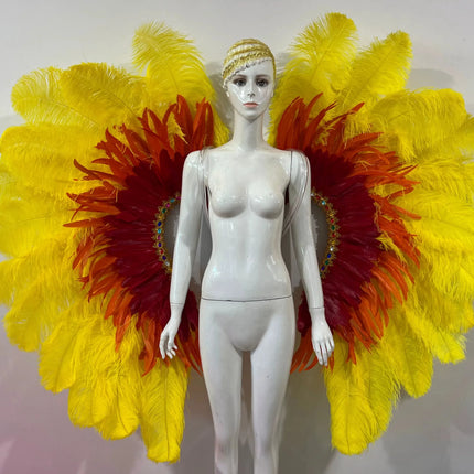 Two-Tone Feather Wing Backpiece Stage Costume Accessory