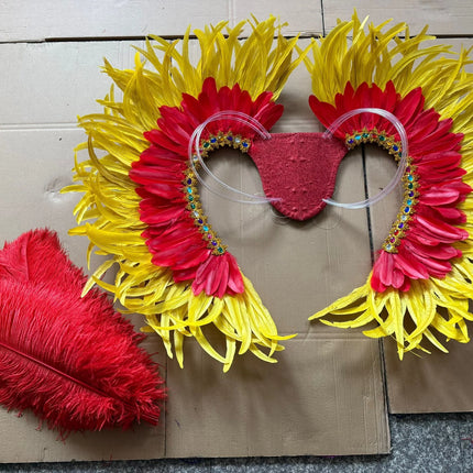 Two-Tone Feather Wing Backpiece Stage Costume Accessory