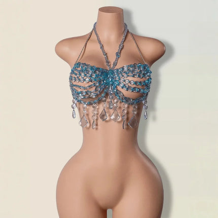 European-Style Openwork Backless Beaded Choker Body Chain