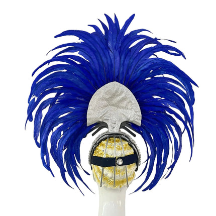 The Stardust Mirage – Premium Royal Blue & Rose Pink Feather Samba Headdress