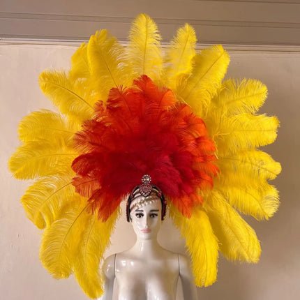 The Stardust Dionysia – Elegant Faux Fur & Rhinestone Samba Carnival Headdress