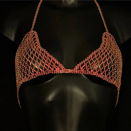 Dazzling Crystal Tassel Bra, Skirt & Bikini Body Jewelry Set