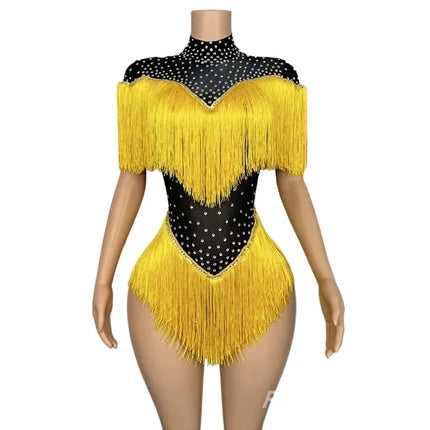 The Stardust Samba Fringe Bodysuit – Luxury Tassel Showgirl Costume