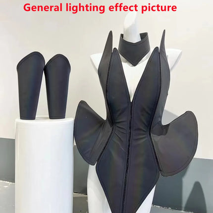 Laser Stage Costume Nightclub DJ Singer Future Technology Performance Clothes Leather Irregular Bodysuit Dress Show Rave Outfits