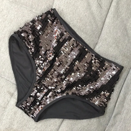 High-Waist Sequin Sparkle Dance Shorts Stage Performance Hot Pants