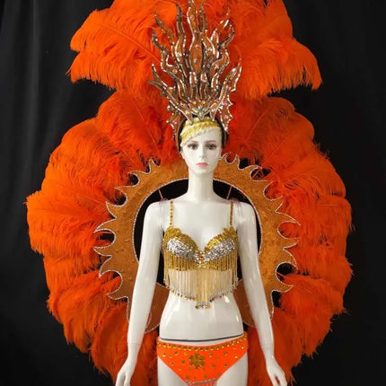 Feathered Carnival Headdress and Backpack Wing Set