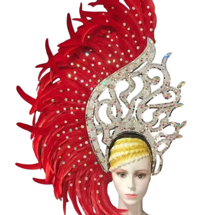 The Stardust Samba Radiance – Elegant Feathered Stage & Carnival Headdress