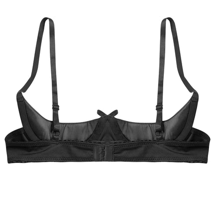 Satin Underwire Half-Cup Push-Up Bra
