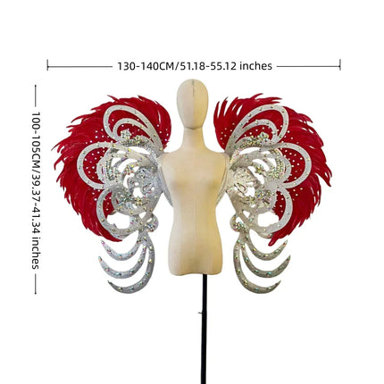 The Stardust Phoenix Wings – Deluxe Feathered Samba Backpiece & Stage Wings