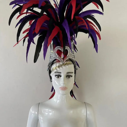 The Stardust Dynasty – Majestic Velvet & Feather Samba Masquerade Crown