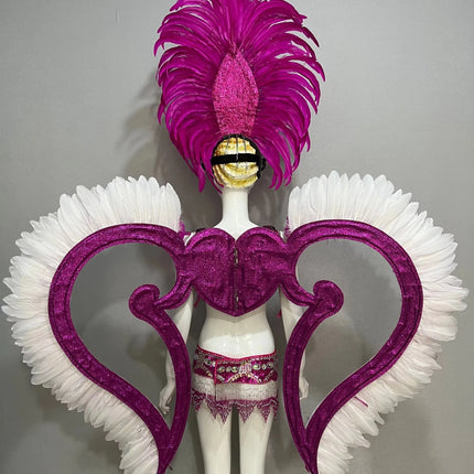 Jewel-Toned Feathered Wings and Headdress Set