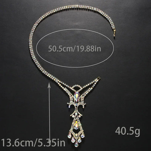 Dazzling Crystal Belly Dance Necklace & Statement Stage Performance Jewelry