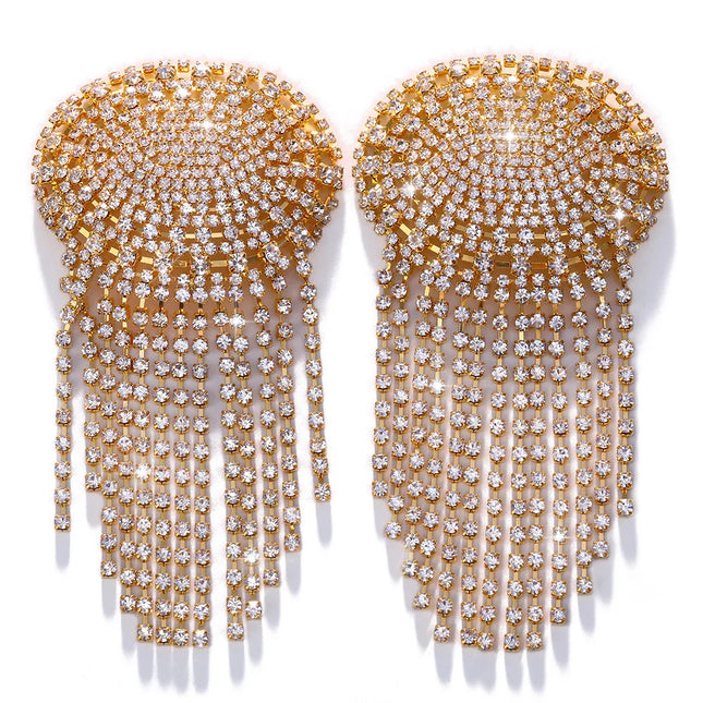 Sparkly Glass Crystal Rhinestone Tassel Nipple Pasties Rave Body Jewelry
