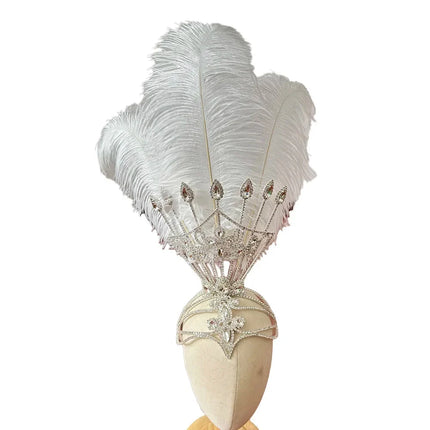Ostrich Feather Rhinestone Headdress